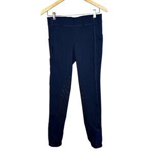 Ovation Women XL Sz 32 Riding Breeches Equestrian Navy Blue Horseshoe Design